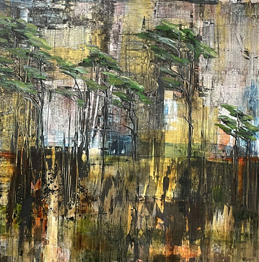 Rosemary Eagles nz abstract artist, landscape on linen